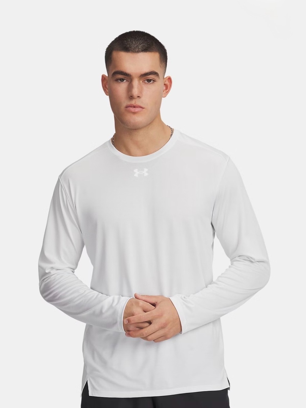 Under Armour Shirt Men's Medium ColdGear Armour Fitted Mock White Performance